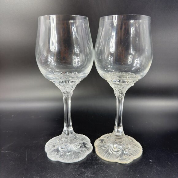 Rosenthal Monbijou Classic Rose Drinking Clear Crystal Water Goblet Glass Set 2 - Picture 6 of 11